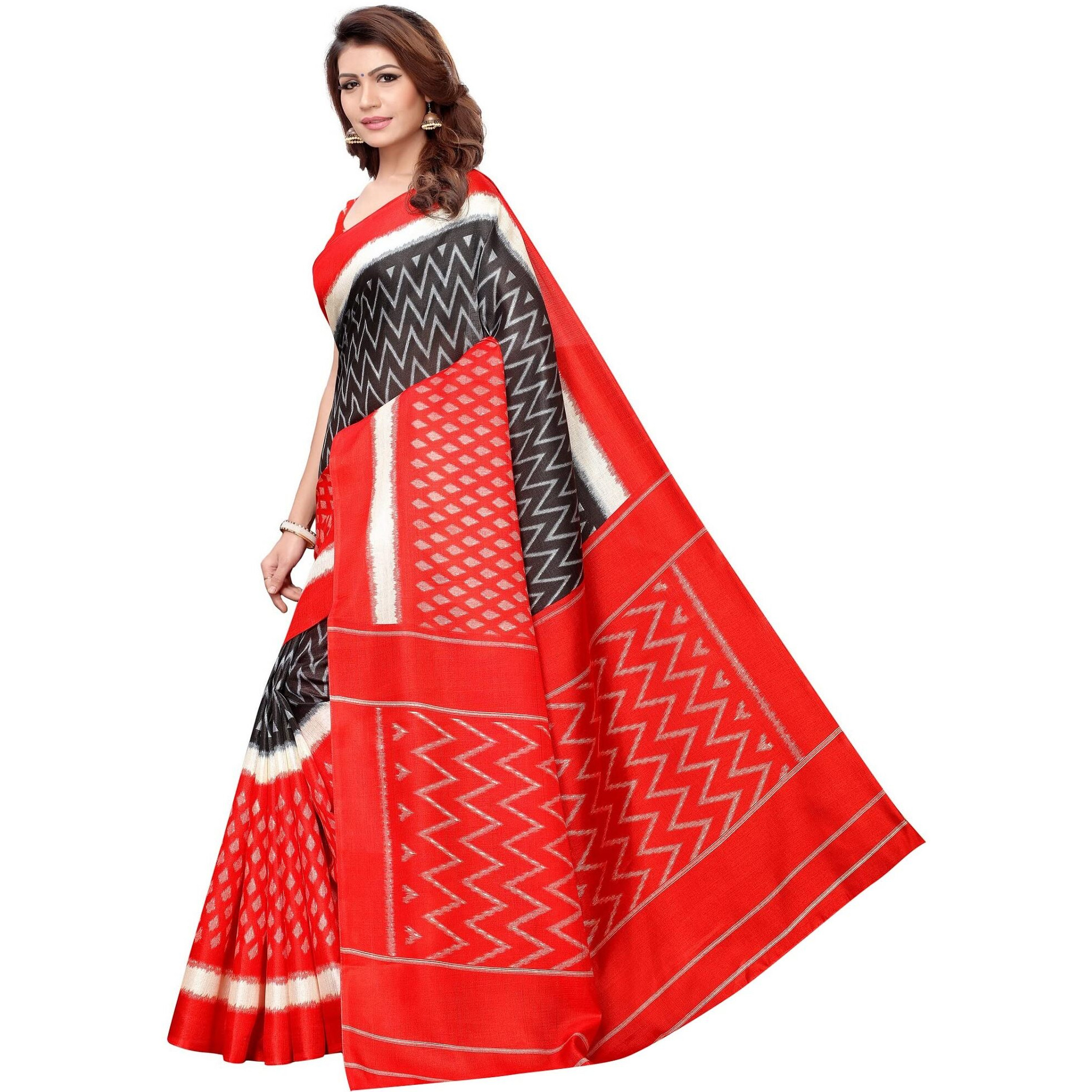Yashika womens Georgette light weight saree with blouse piece (Multi-Color_Free_Size) SDPL-SNAP RED