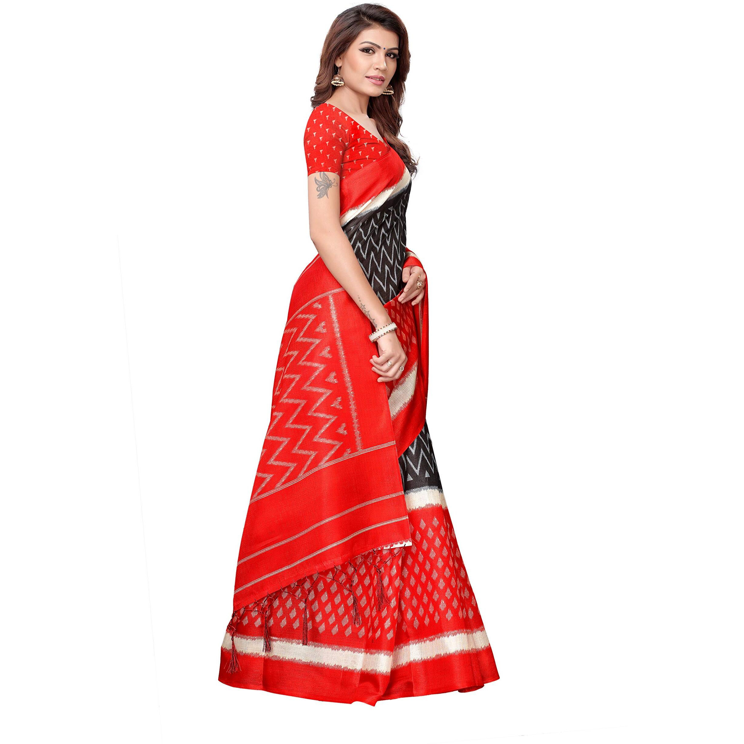 Yashika womens Georgette light weight saree with blouse piece (Multi-Color_Free_Size) SDPL-SNAP RED