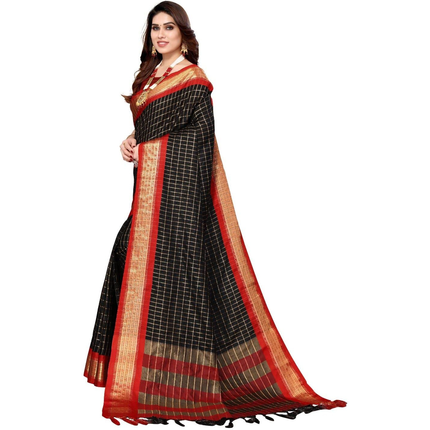 Yashika Womens Jacquard Cotton Silk Saree (BHAVINI Navy 01)