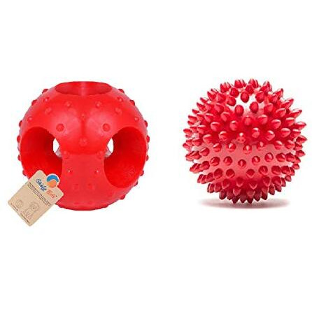 Goofy Tails Dog Ball Dog Toys Combo | 2 Dog Toy Combo Hole Dog Ball + Spike Ball for Dog| Toys for Dogs for All Breeds| Rubber Ball for Dogs| Dog Chew Toys to Play Fetch