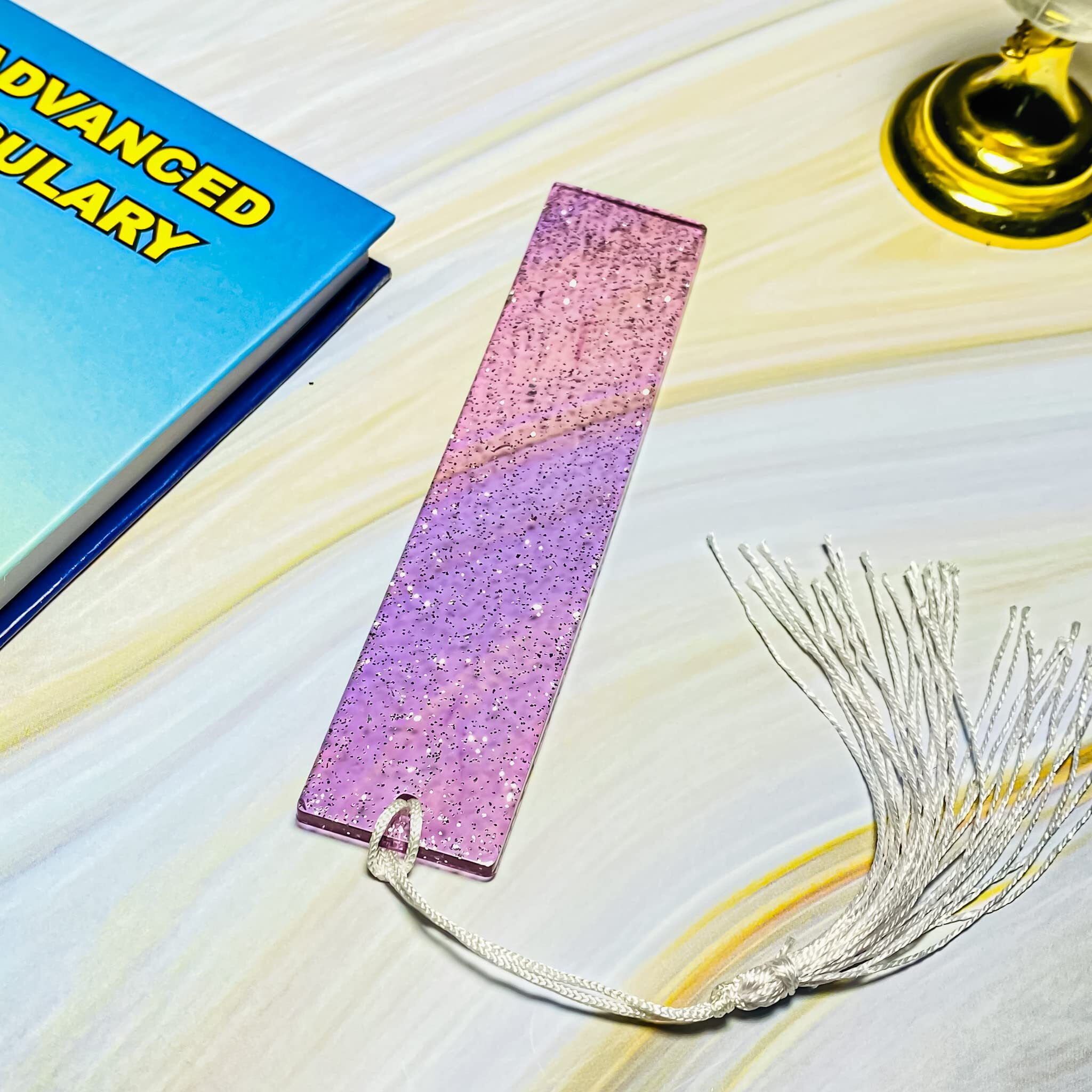 ITZYL Rectangular Resin Handmade Bookmark with Tassels for Women Teacher Kids Book Lovers Gift (Pack of 1)- Purple