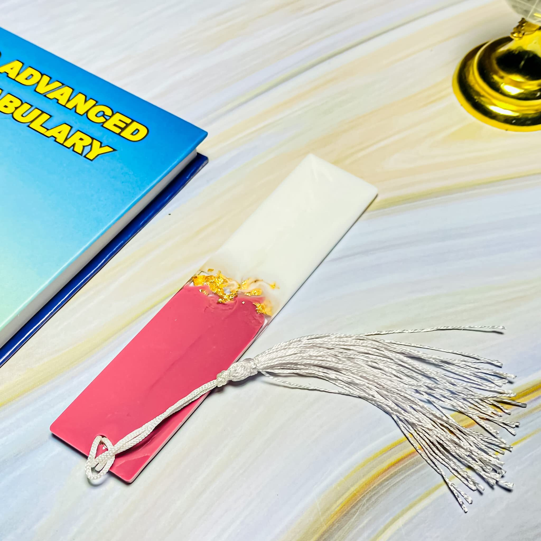 ITZYL Rectangular Resin Handmade Bookmark with Tassels for Women Teacher Kids Book Lovers Gift (Pack of 1)-Maroon
