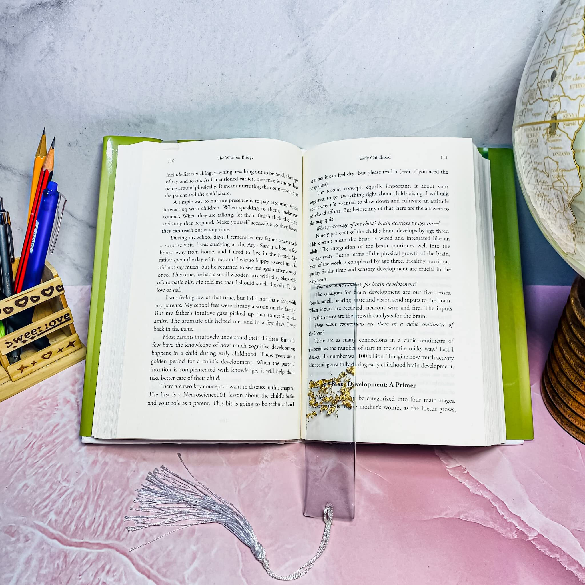 ITZYL Rectangular Resin Handmade Bookmark with Tassels for Women Teacher Kids Book Lovers Gift (Pack of 1)-Alcoholic Grey