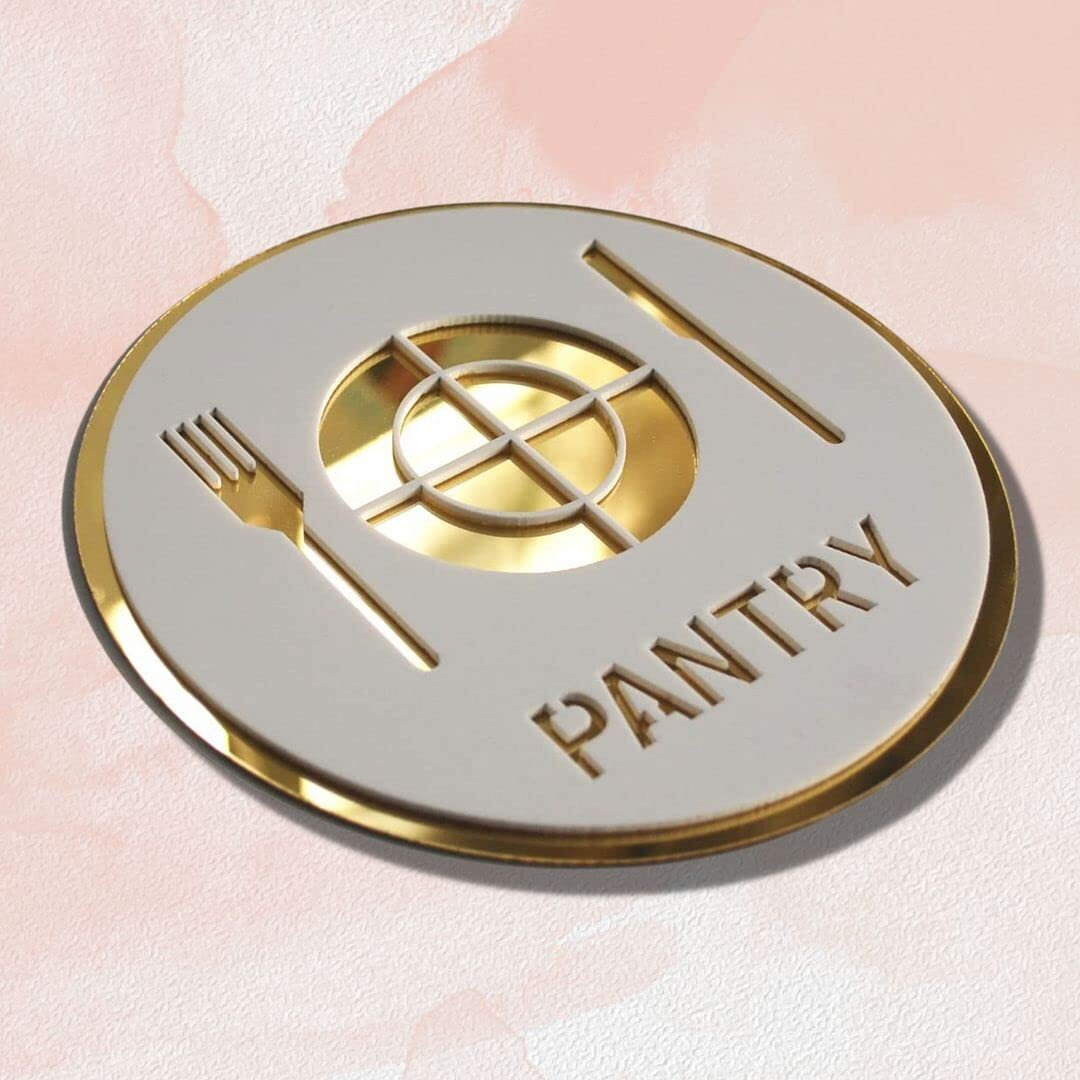 CVANU PANTRY SelfAdhesive Circle Acrylic Sign Board for Office/Bussiness/Hospital Sign (set of 2)(6x6inch)_c52