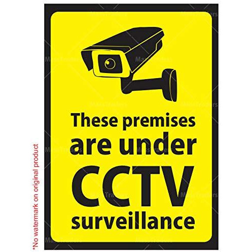 CVANU Warning Sign Sticker for CCTV Security Camera (Pack 6) CV-1