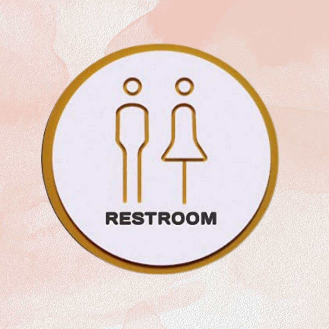 CVANU RESTROOM SelfAdhesive Circle Acrylic Sign Board for Office/Bussiness/Hospital Sign (set of 2)(6x6inch)_c54