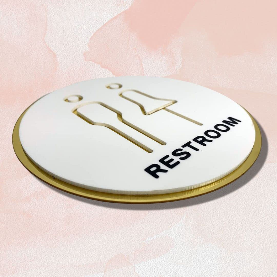 CVANU RESTROOM SelfAdhesive Circle Acrylic Sign Board for Office/Bussiness/Hospital Sign (set of 2)(6x6inch)_c54