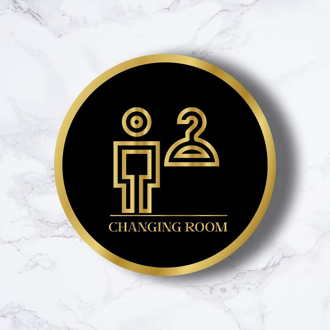 CVANU Circle CHANGING ROOM Acrylic Sign Board Self-Adhesive for Office, Cafe, Business, Malls Sign Board (Set of 2) c_109