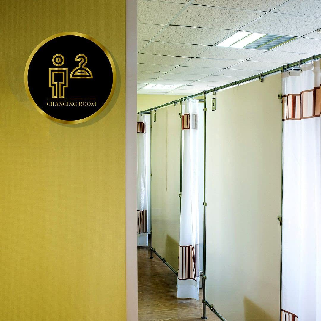 CVANU Circle CHANGING ROOM Acrylic Sign Board Self-Adhesive for Office, Cafe, Business, Malls Sign Board (Set of 2) c_109