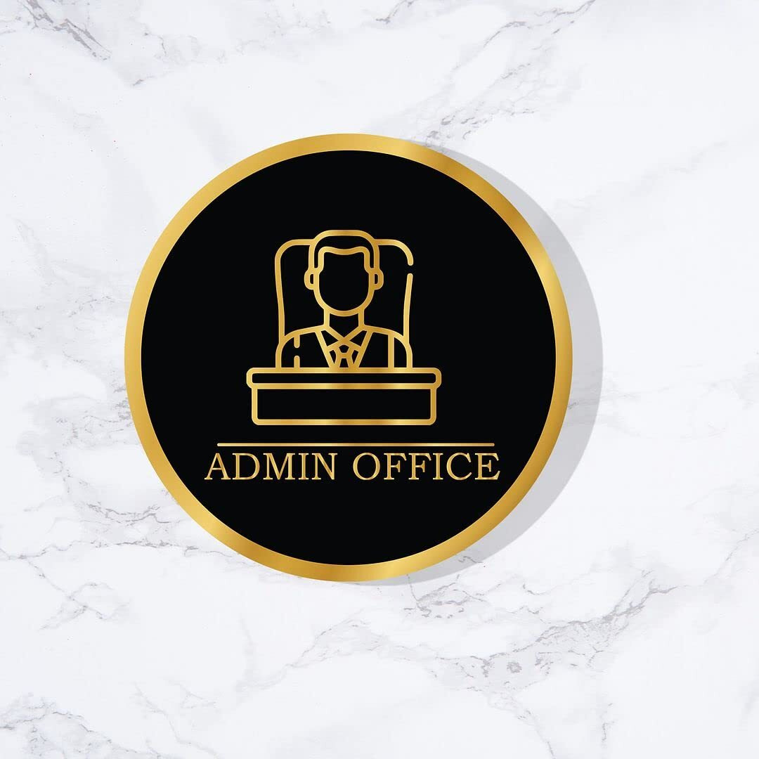 CVANU Circle ADMIN OFFICE Acrylic Sign Board Self-Adhesive for Office, Cafe, Business, Malls Sign Board (Set of 2) c_111