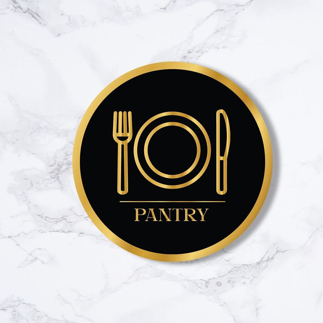 CVANU Circle PANTRY Acrylic Sign Board Self-Adhesive for Office, Cafe, Business, Malls Sign Board (Set of 2) c_105