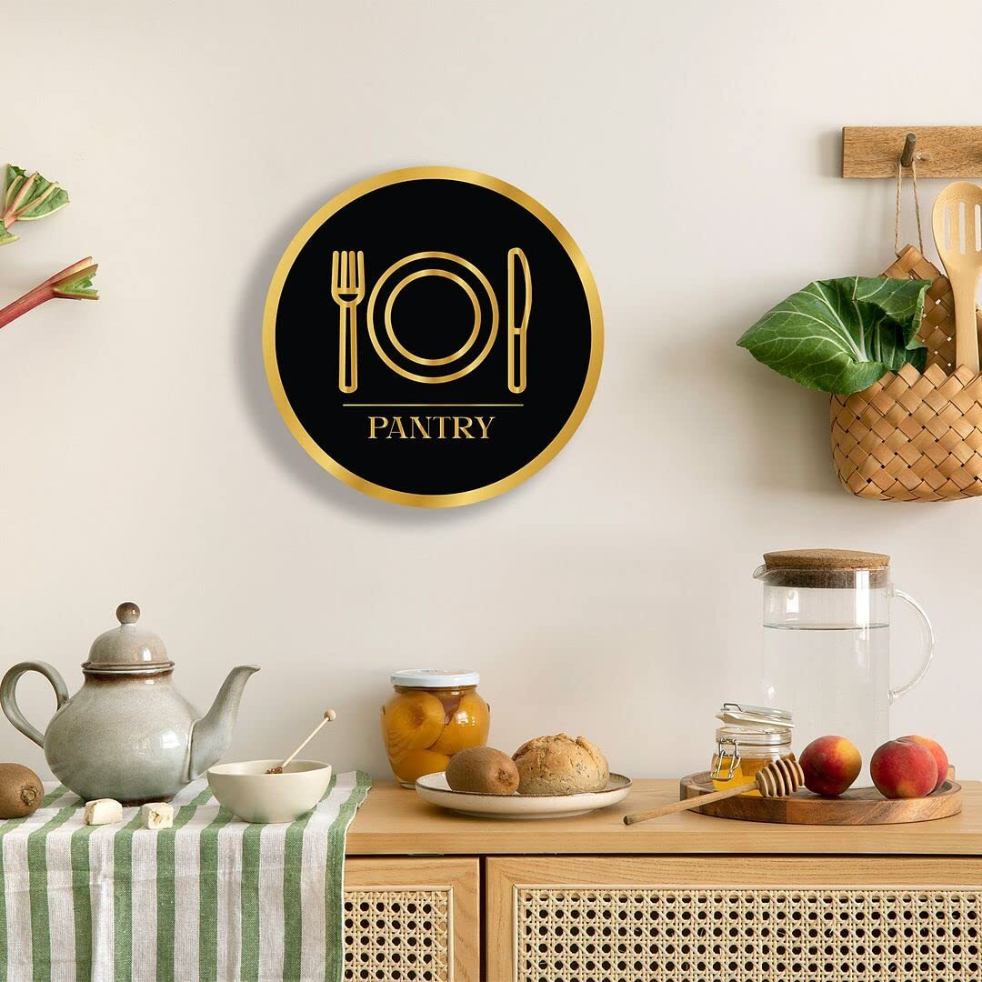 CVANU Circle PANTRY Acrylic Sign Board Self-Adhesive for Office, Cafe, Business, Malls Sign Board (Set of 2) c_105
