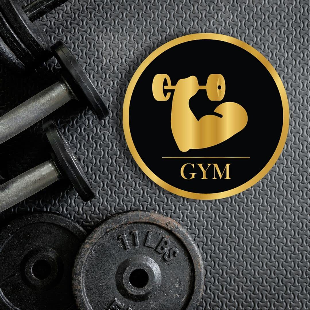 CVANU Circle GYM Acrylic Sign Board Self-Adhesive for Office, Cafe, Business, Malls Sign Board (Set of 2) c_106