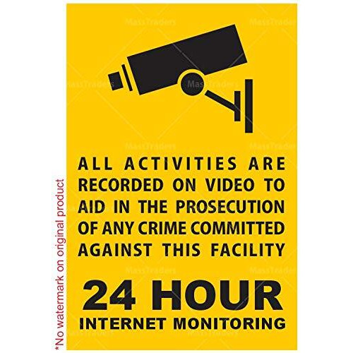 CVANU Warning Sign Sticker for CCTV Security Camera (Pack 20) CV-08