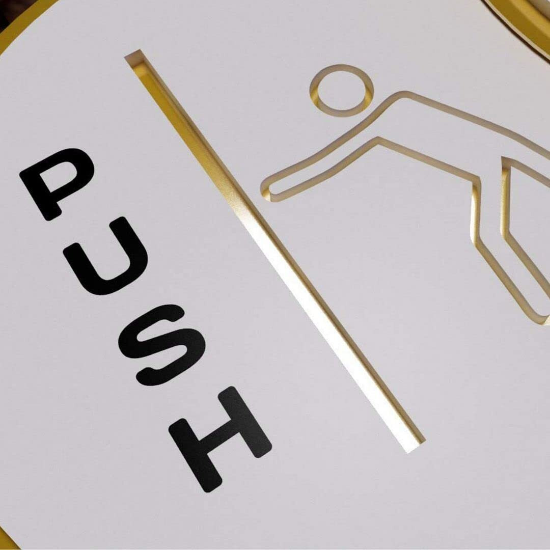 CVANU PUSH-PULL SelfAdhesive Circle Acrylic Sign Board for Office/Bussiness/Hospital Sign (set of 2)(6x6inch)_c42