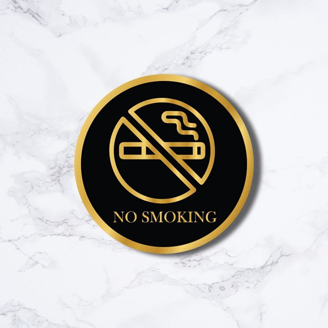 CVANU Circle NO SMOKING Acrylic Sign Board Self-Adhesive for Office, Cafe, Business, Malls Sign Board (Set of 2) c_103