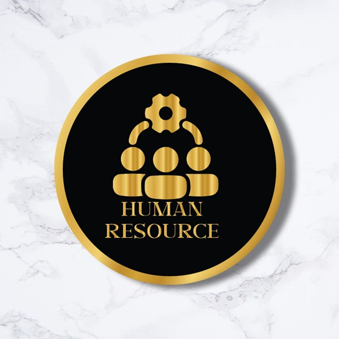 CVANU Circle HUMAN RESOURCE Acrylic Sign Board Self-Adhesive for Office, Cafe, Business, Malls Sign Board (Set of 2) c_107