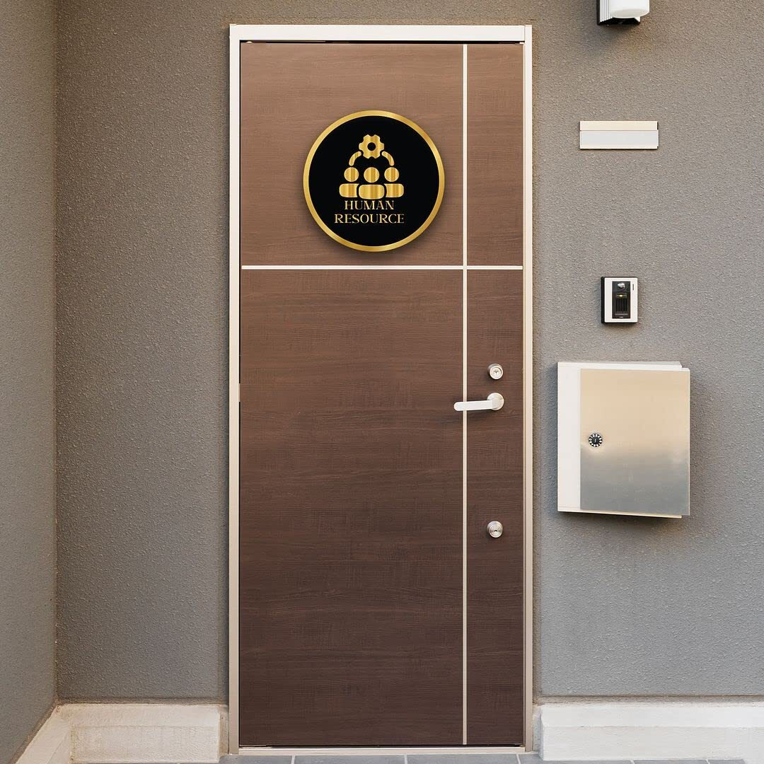 CVANU Circle HUMAN RESOURCE Acrylic Sign Board Self-Adhesive for Office, Cafe, Business, Malls Sign Board (Set of 2) c_107