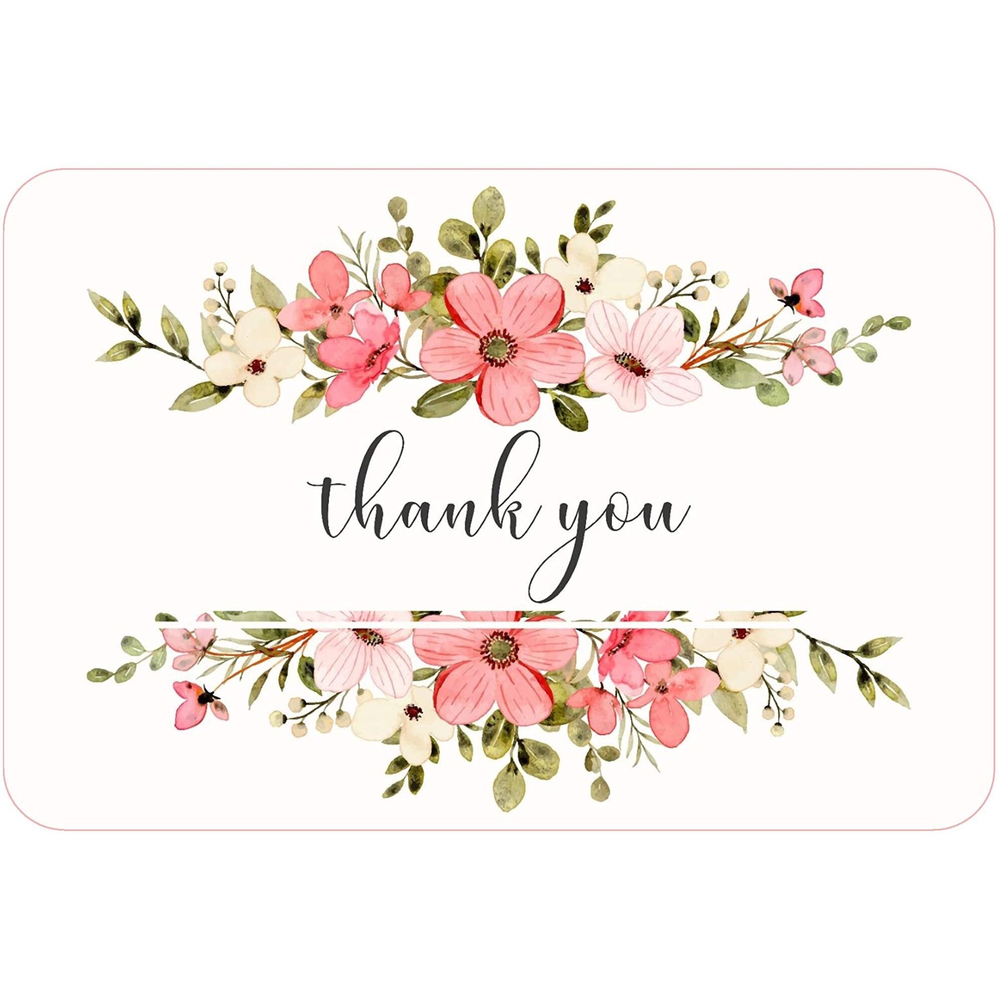 Blisscent Thank You Card for Your Business | Thanks Cards to Customer, Appreciation Cards for Small Business Owners & Sellers (3.5 x 2 Inch) (50, Floral Design 2)