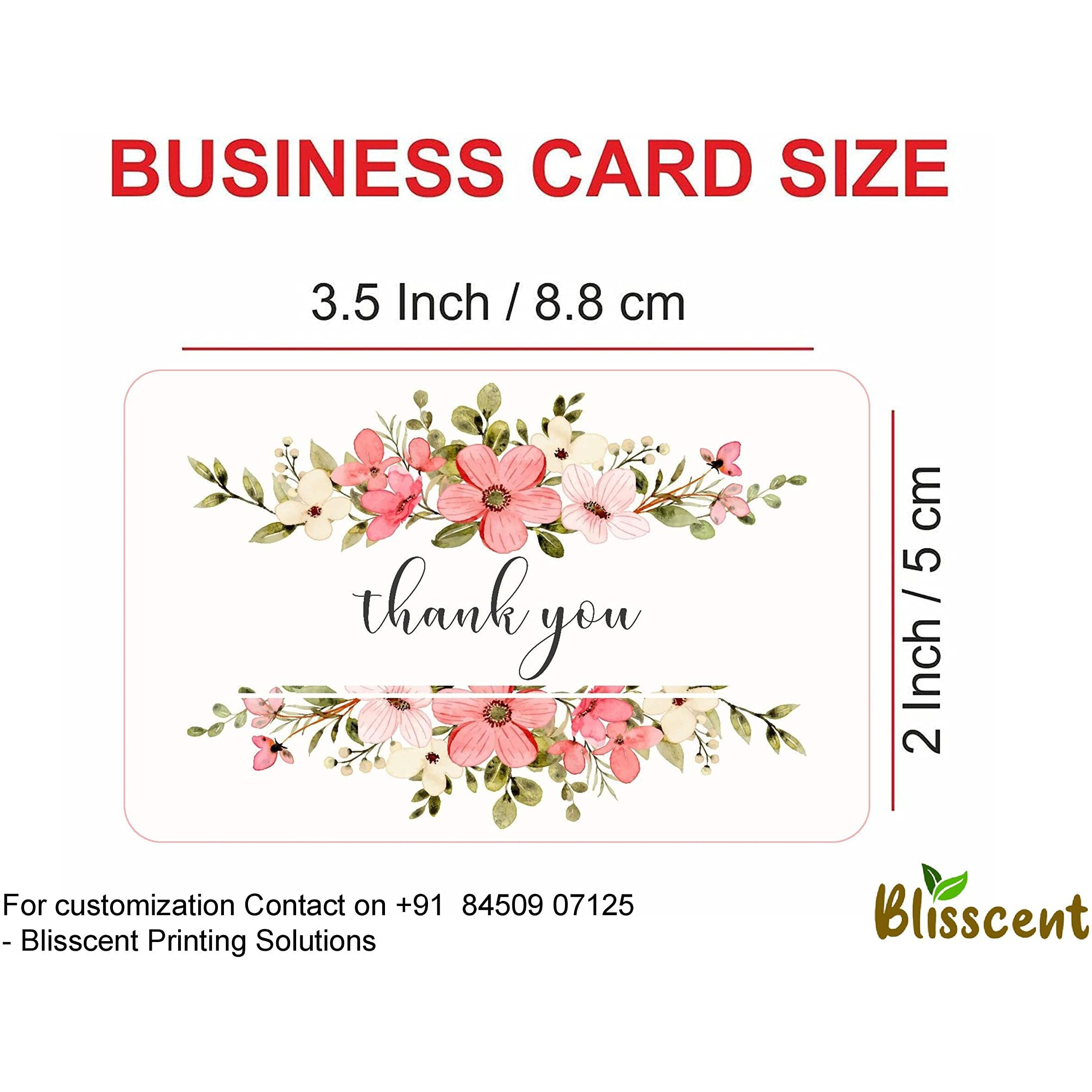 Blisscent Thank You Card for Your Business | Thanks Cards to Customer, Appreciation Cards for Small Business Owners & Sellers (3.5 x 2 Inch) (50, Floral Design 2)