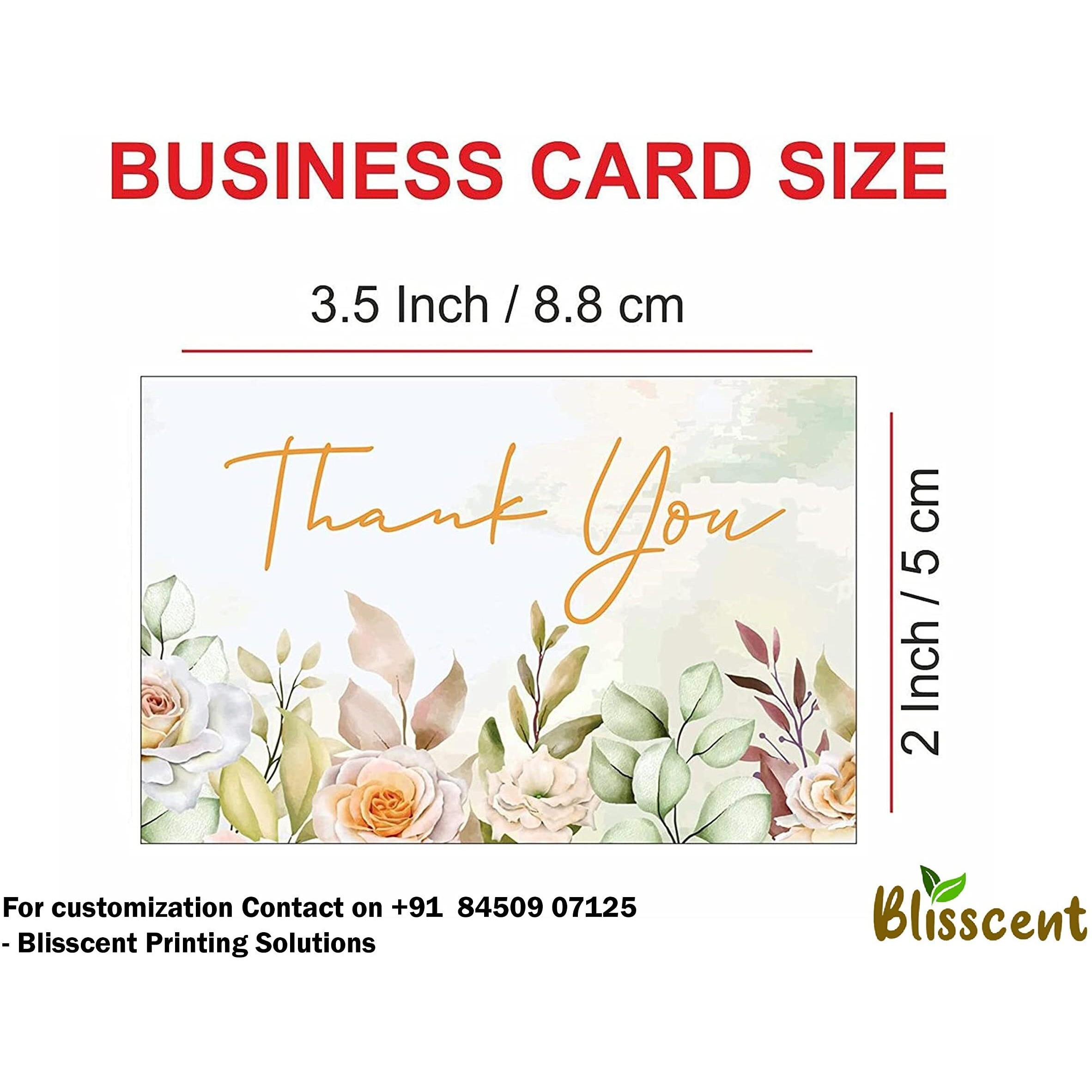 Blisscent Thank You Cards (Pack Of 500) With White Back For Small Business, Return Gifts, Packaging Material, Professional Use (Size - 3.5 inch by 2 inch) DESIGN 7