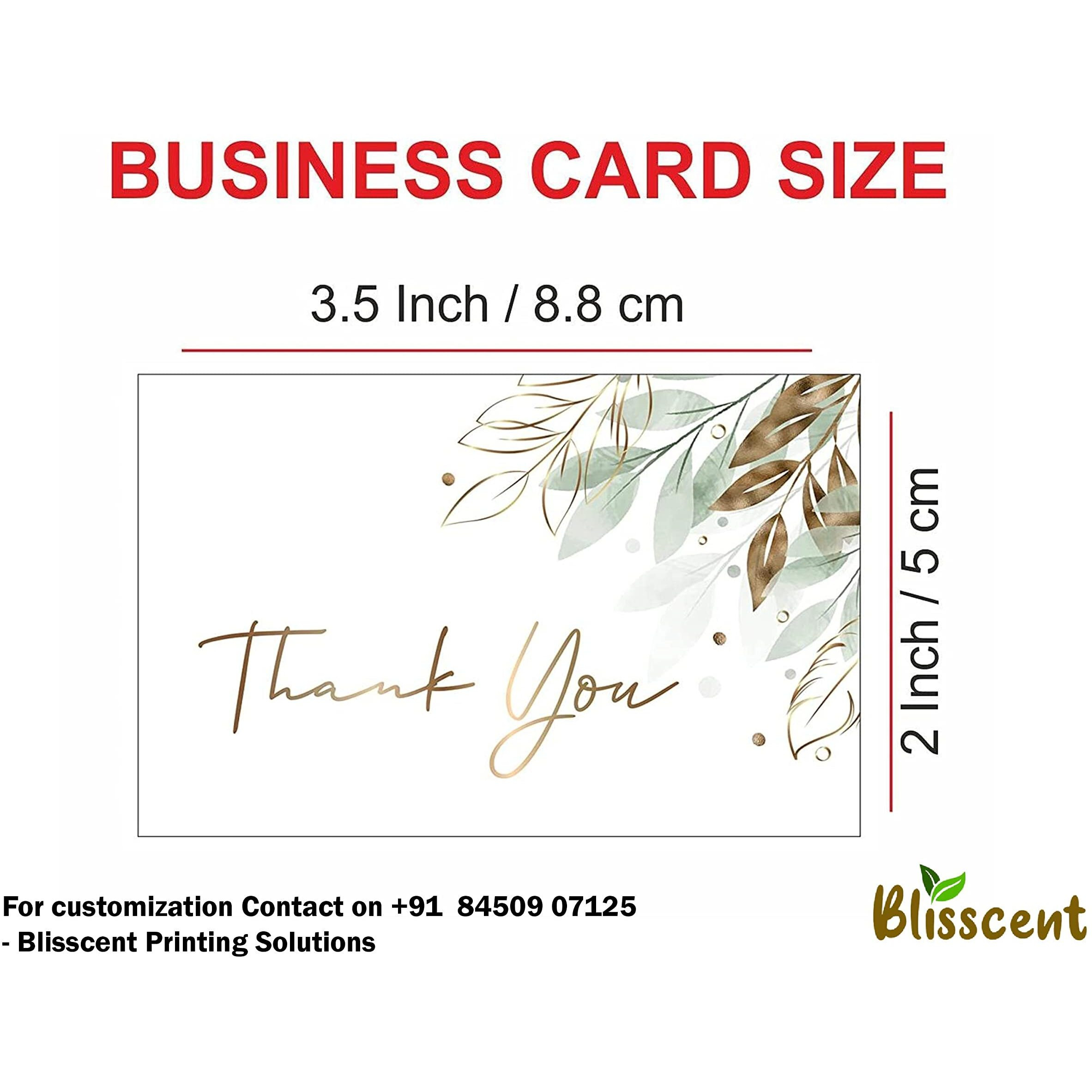 Blisscent Thank You Cards (Pack Of 100) With White Back For Small Business, Return Gifts, Packaging Material, Professional Use (Size - 3.5 inch by 2 inch) DESIGN 6