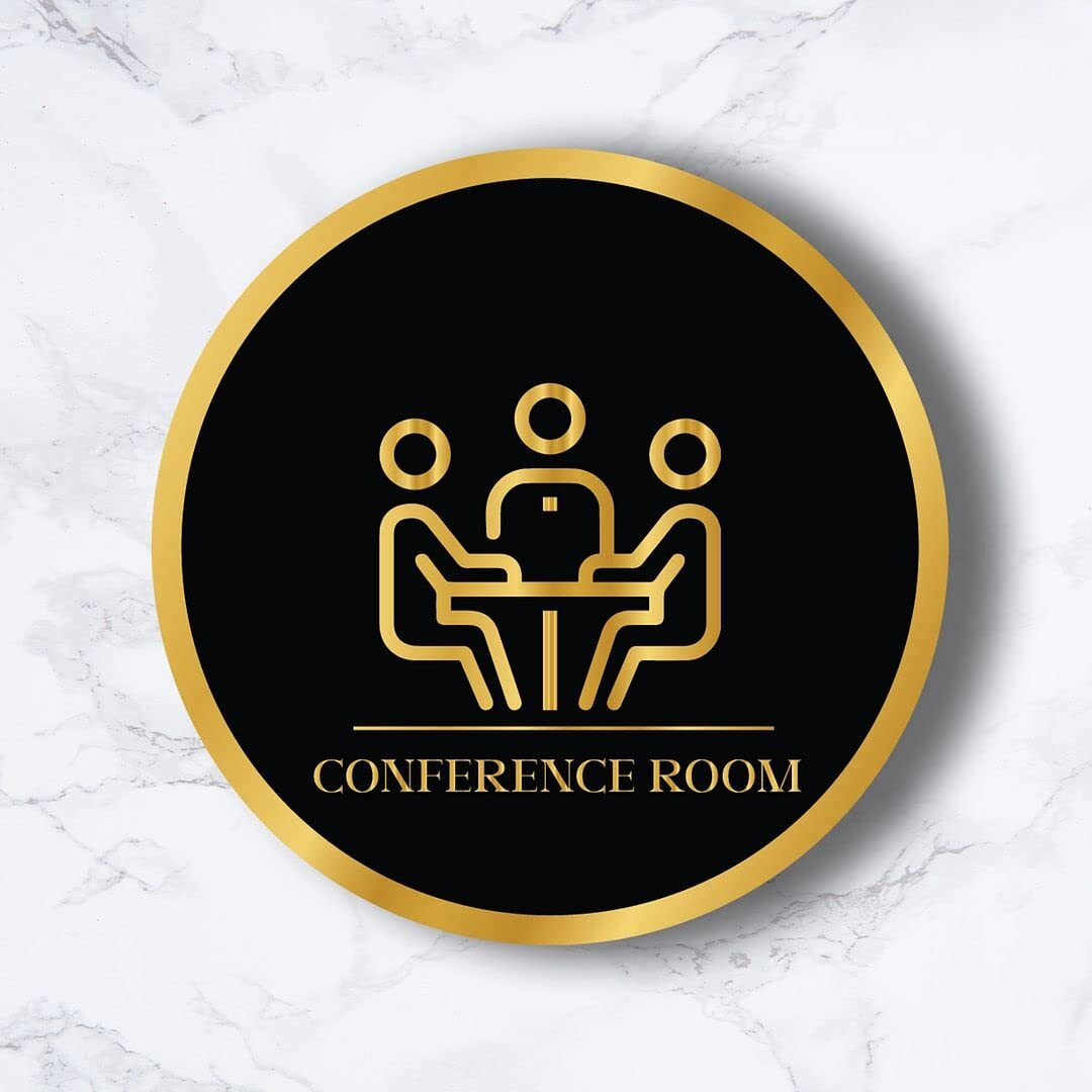 CVANU Circle CONFERENCE ROOM Acrylic Sign Board Self-Adhesive for Office, Cafe, Business, Malls Sign Board (Set of 2) c_108