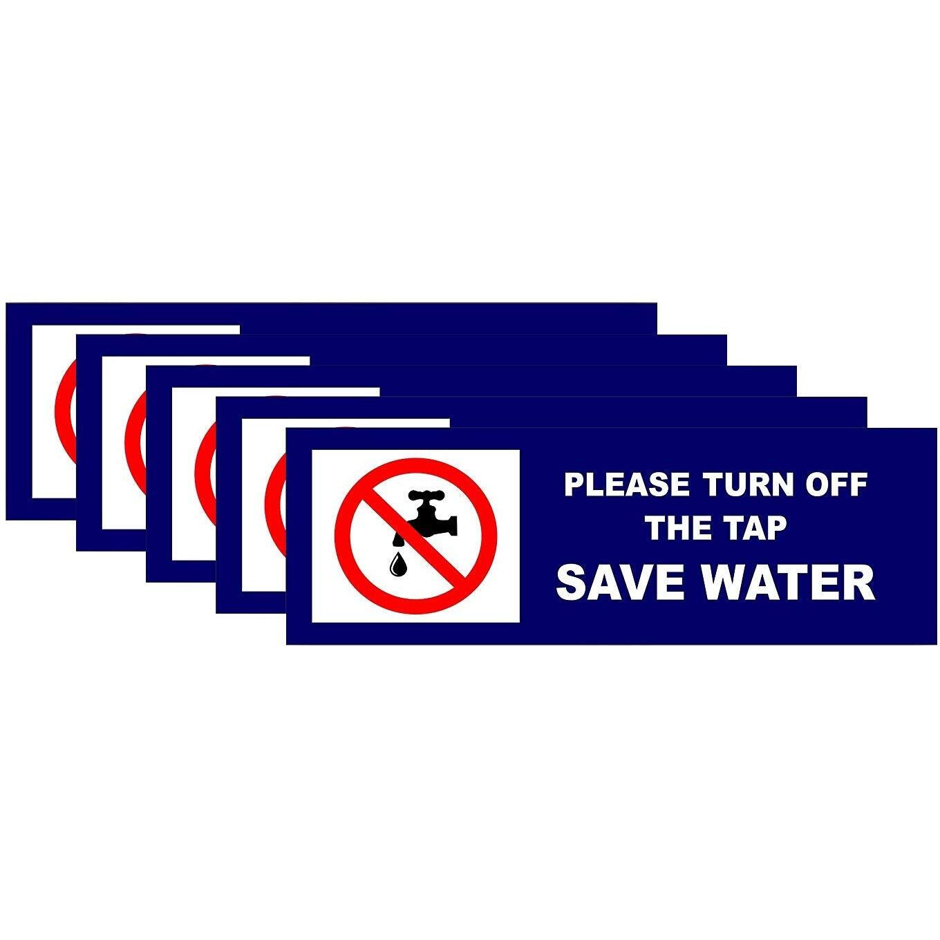 CVANU Please Turn Off The Tape Save Water Sticker (Pack of 5)