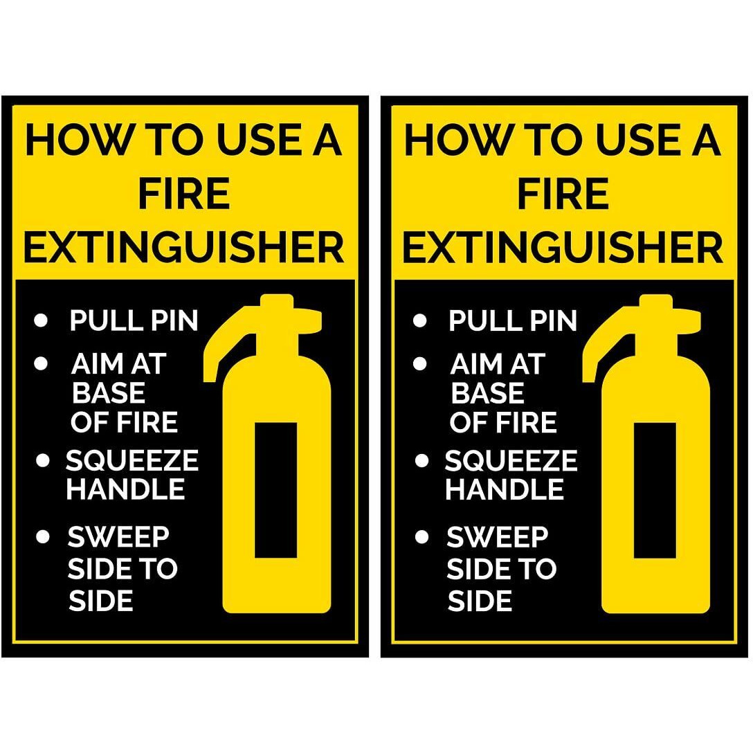 CVANU Fire Extinguisher Caution PVC Vinyl Safety Sign Sticker CV-03 (pack of 4)