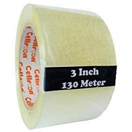 Cellroon Transparent Cello Tape For Packing (3 Inch / 130 Meter) Bopp Self Adhesive Tape Rolls, Packaging Tape For Home, Office, And Industrial Use (Pack Of 8)