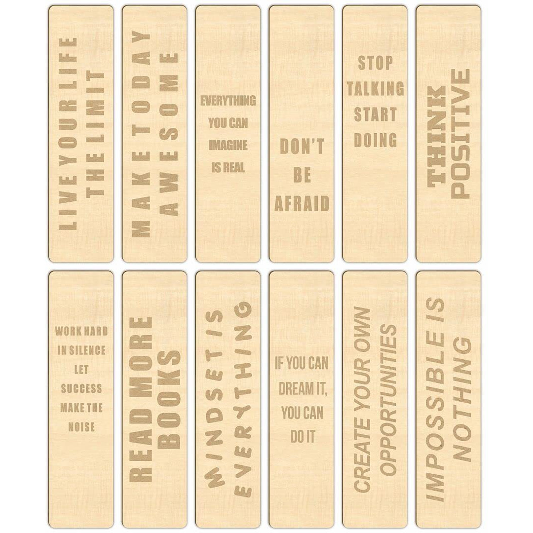 CVANU Positive Quotes Wooden Bookmark Gift for Book Reader, Book Lovers(Set of 48)_c1