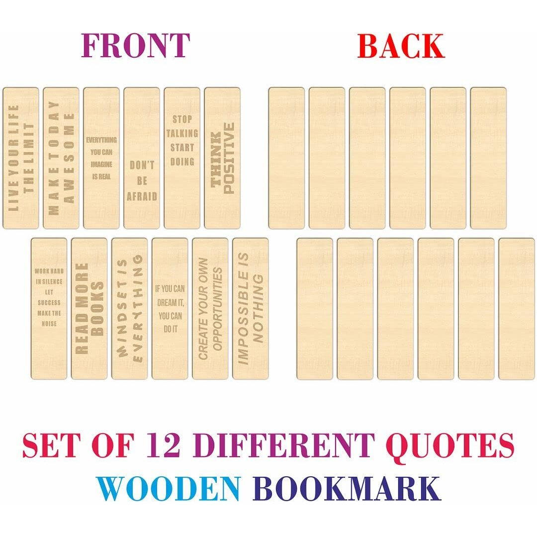 CVANU Positive Quotes Wooden Bookmark Gift for Book Reader, Book Lovers(Set of 48)_c1
