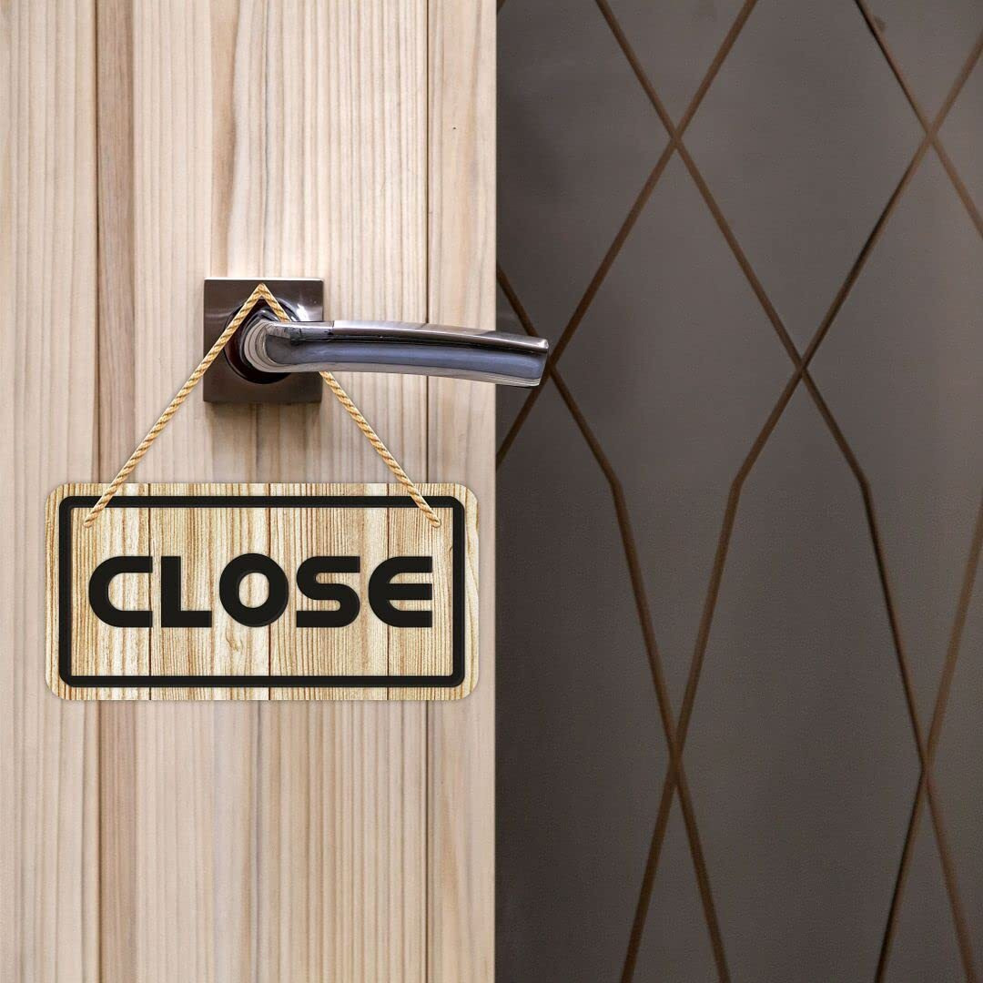 CVANU Double Sided Wooden Open Close Sign Board for Business Purpose, Cafe, Hotels, Shopes, Office Wall Hanging Size(5inch x 10inch)_cv53