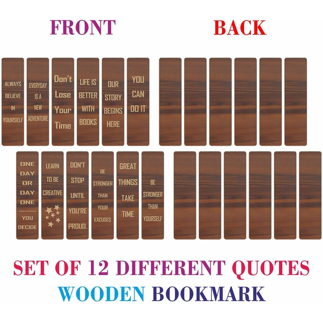 CVANU Positive Quotes Wooden Bookmark Gift for Book Reader, Book Lovers(Set of 48)_c5