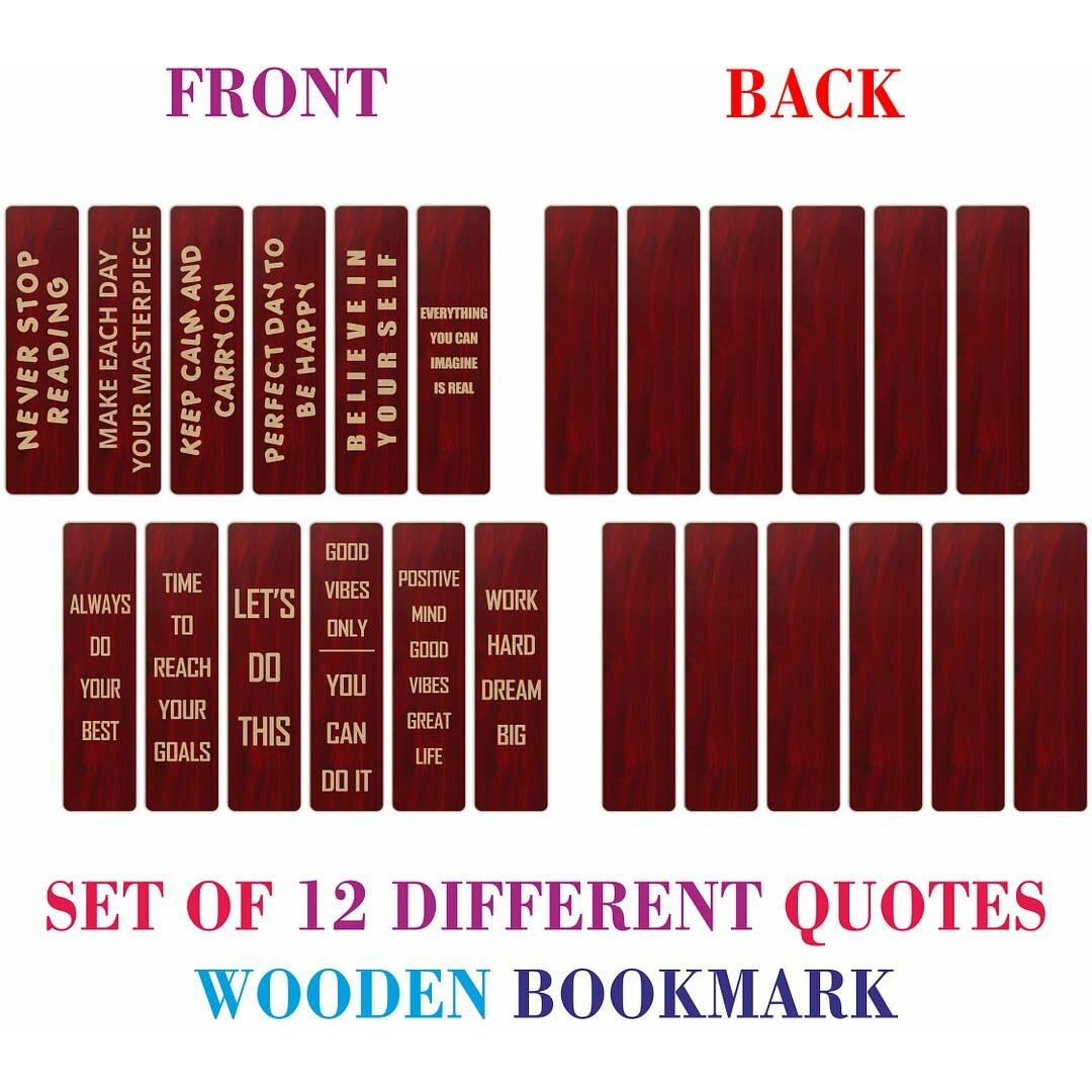 CVANU Positive Quotes Wooden Bookmark Gift for Book Reader, Book Lovers(Set of 48)_c2