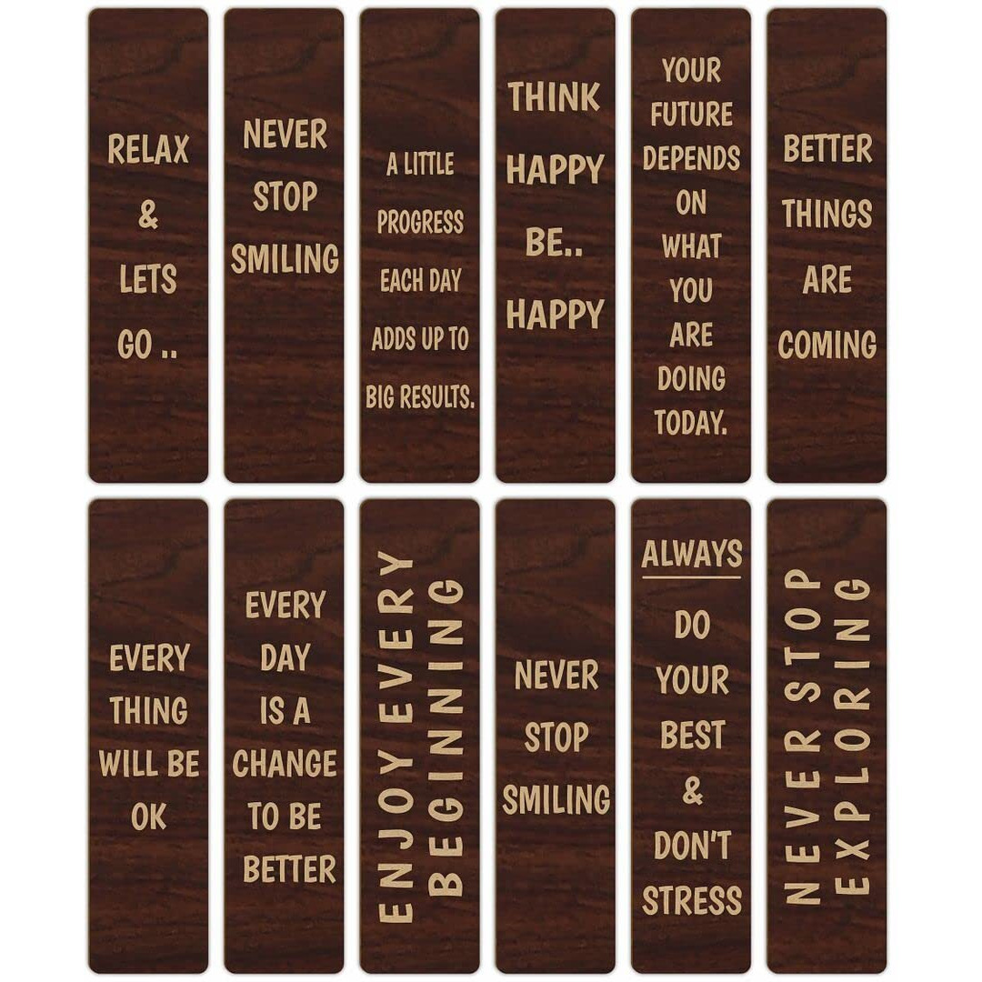 CVANU Positive Quotes Wooden Bookmark Gift for Book Reader, Book Lovers(Set of 24)_c4