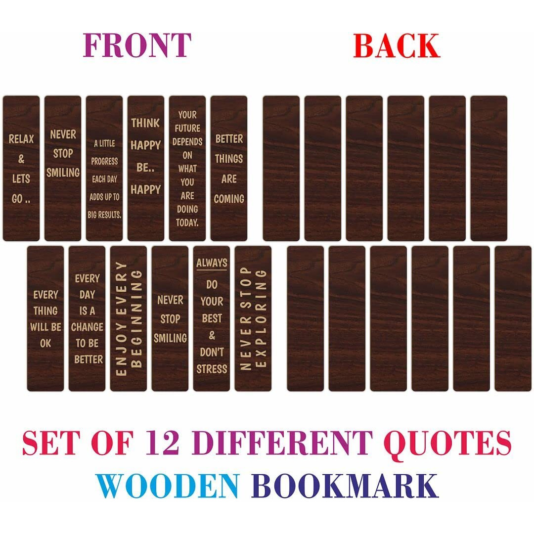 CVANU Positive Quotes Wooden Bookmark Gift for Book Reader, Book Lovers(Set of 24)_c4
