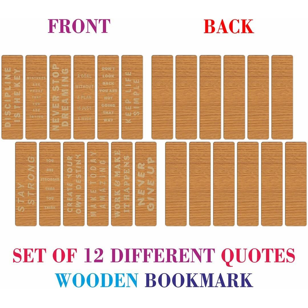CVANU Positive Quotes Wooden Bookmark Gift for Book Reader, Book Lovers(Set of 24)_c3