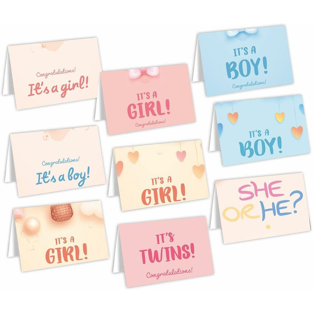 CVANU Attractive 9 Designs Greeting Cards, Blank Notecard With Envelopes for Office, All Occasion(54pcs)(3x4 inch)_c17