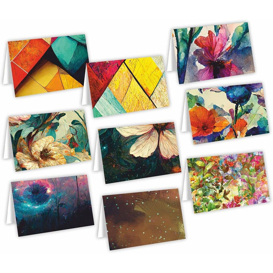 CVANU Attractive 9 Designs Greeting Cards, Blank Notecard with Envelopes for Office, All Occasion(18pc)(3x4inch)_c25