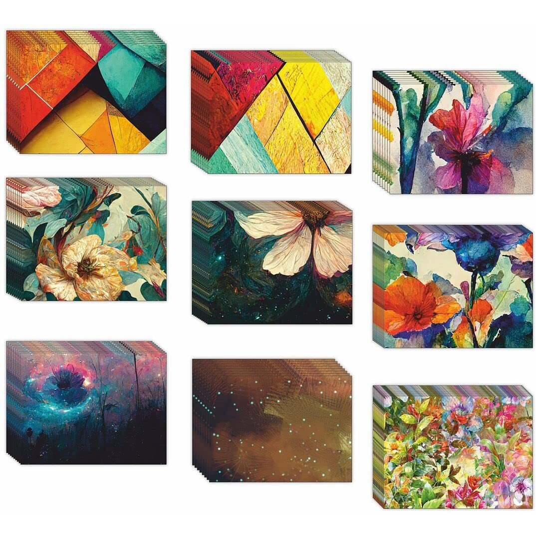 CVANU 9 Designs Greeting Card, Message Notecard with Envelope for Best Wishes, All Occasion (9pc)(3x4inch)_c25-a11