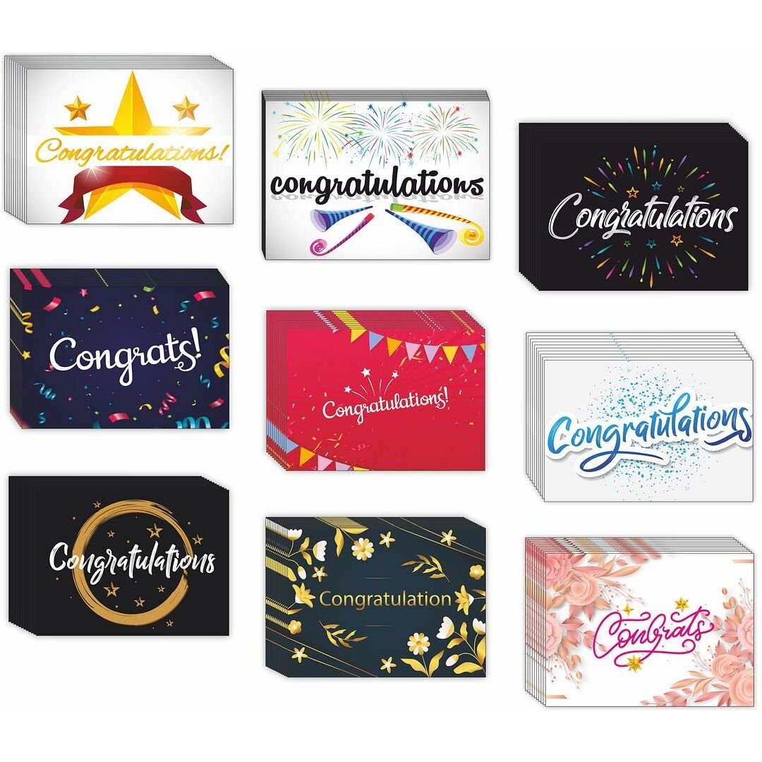 CVANU 9 Designs Greeting Card, Message Notecard with Envelope for Best Wishes, All Occasion (9pc)(3x4inch)_c28-a14