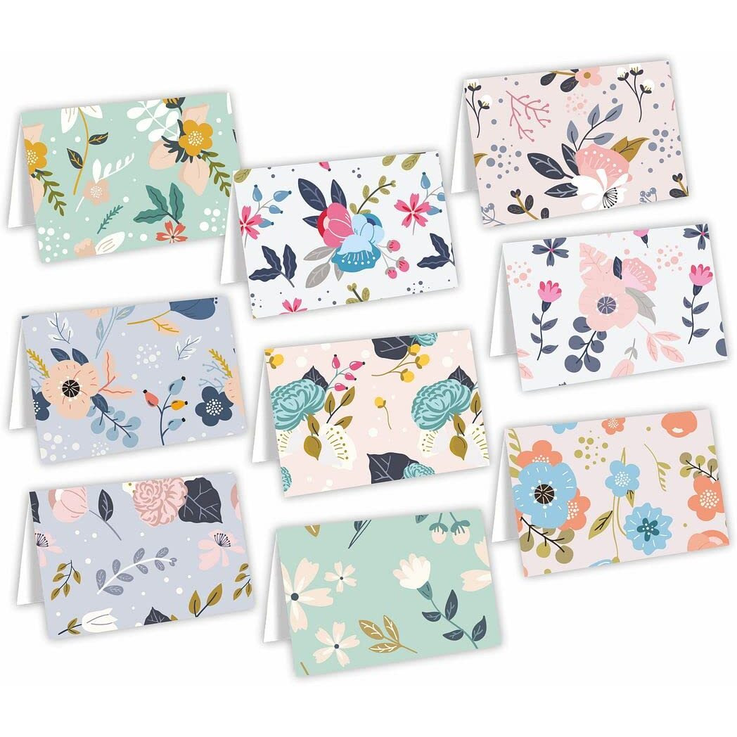 CVANU Attractive 9 Designs Greeting Cards, Blank Notecard with Envelopes for Office, All Occasion(90pc)(3x4inch)_c27
