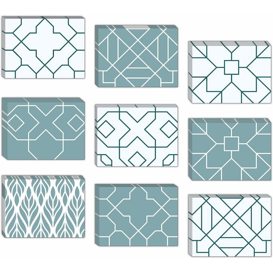 CVANU Attractive 9 Designs Greeting Cards, Blank Notecard With Envelopes for Office, All Occasion(54pcs)(3x4 inch)_c20