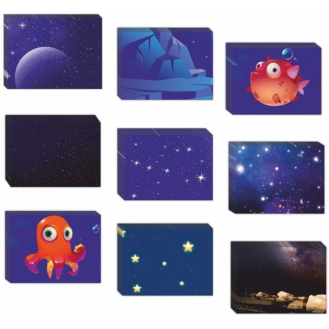 CVANU Attractive 9 Designs Greeting Cards, Blank Notecard with Envelopes for Office, All Occasion(54pc)(3x4inch)_c22