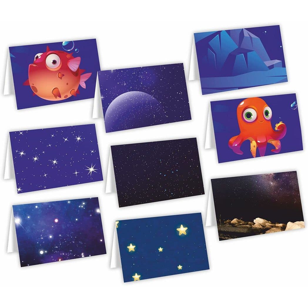 CVANU Attractive 9 Designs Greeting Cards, Blank Notecard with Envelopes for Office, All Occasion(54pc)(3x4inch)_c22