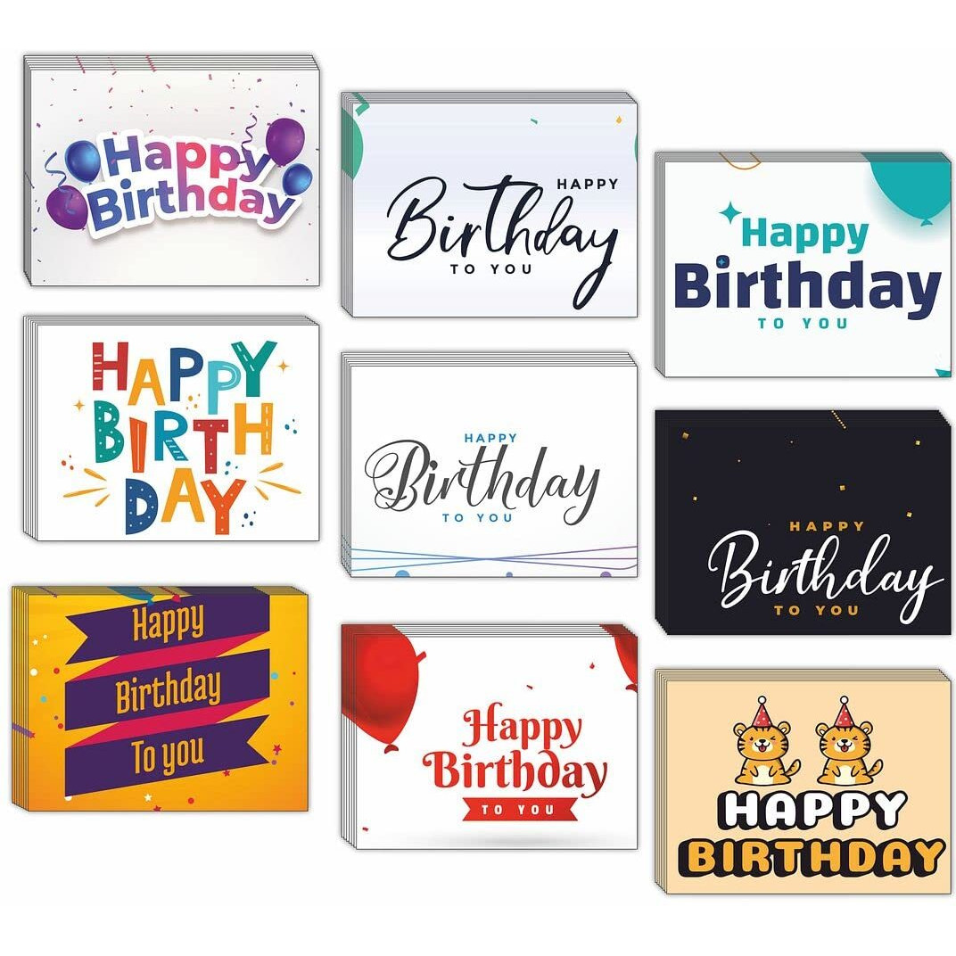 CVANU Attractive 9 Designs Greeting Cards, Blank Notecard With Envelopes for Office, All Occasion(90pcs)(3x4 inch)_c14