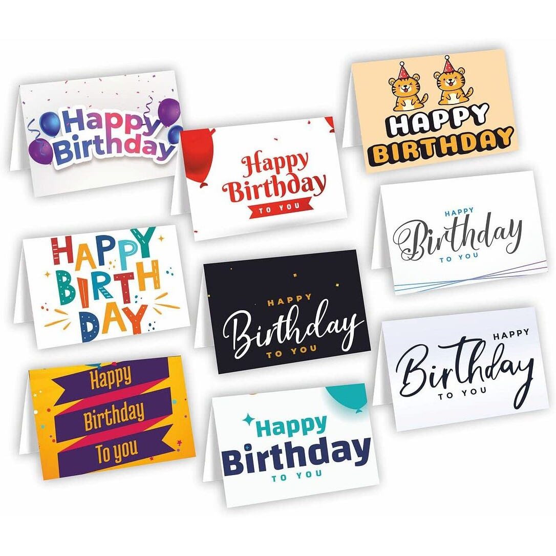 CVANU Attractive 9 Designs Greeting Cards, Blank Notecard With Envelopes for Office, All Occasion(90pcs)(3x4 inch)_c14