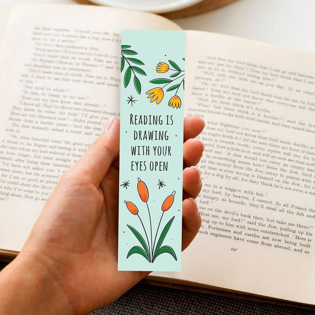 CVANU Beautiful Floral & Quotes Theme Printed Bookmarks for Books_Set of 80 (15.2 x 3.8cm)_c12