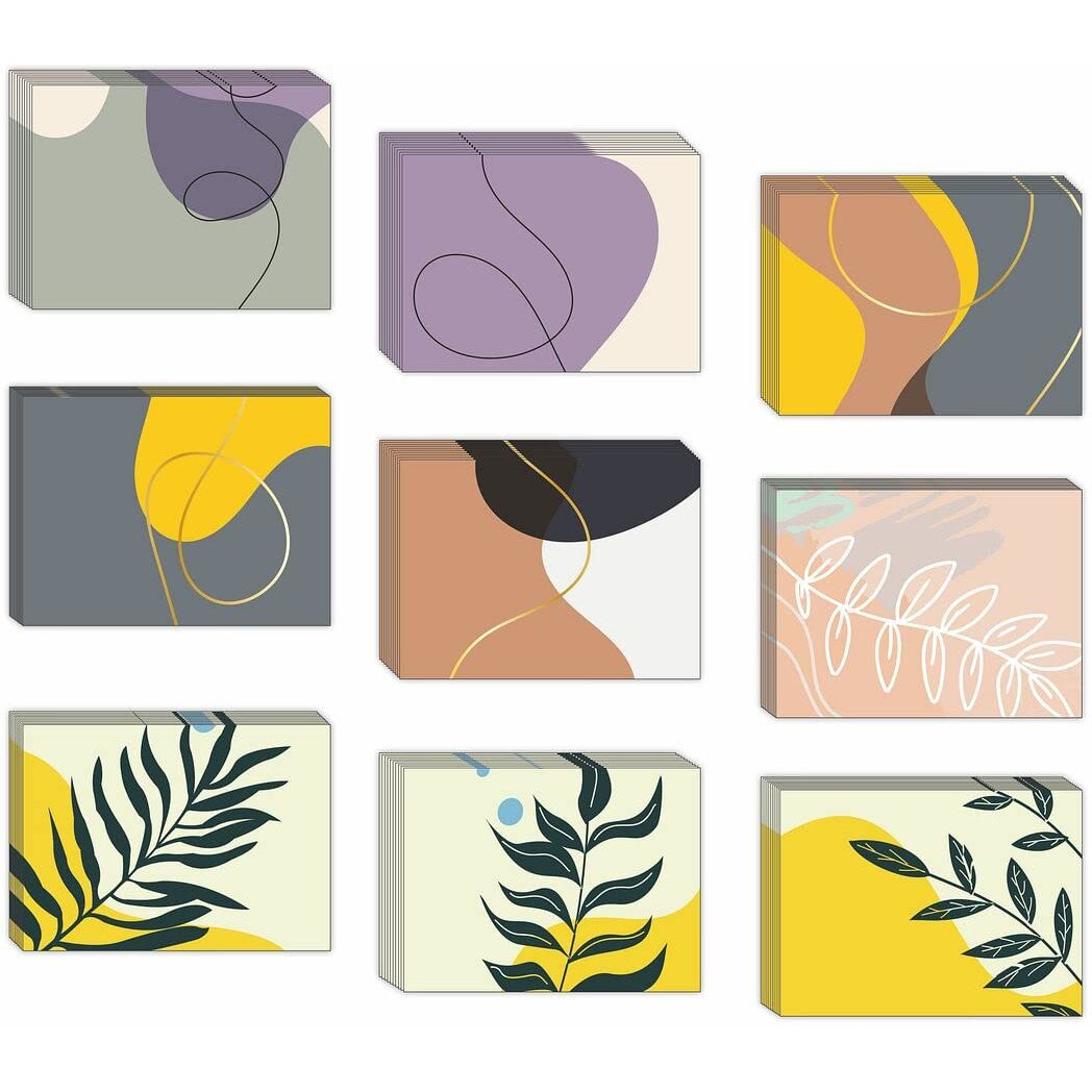 CVANU Attractive 9 Designs Greeting Cards, Blank Notecard with Envelopes for Office, All Occasion(54pc)(3x4inch)_c26